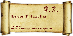 Hanser Krisztina névjegykártya